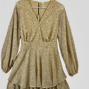 Japna Beige Polka Dot Spring ruffle Dress